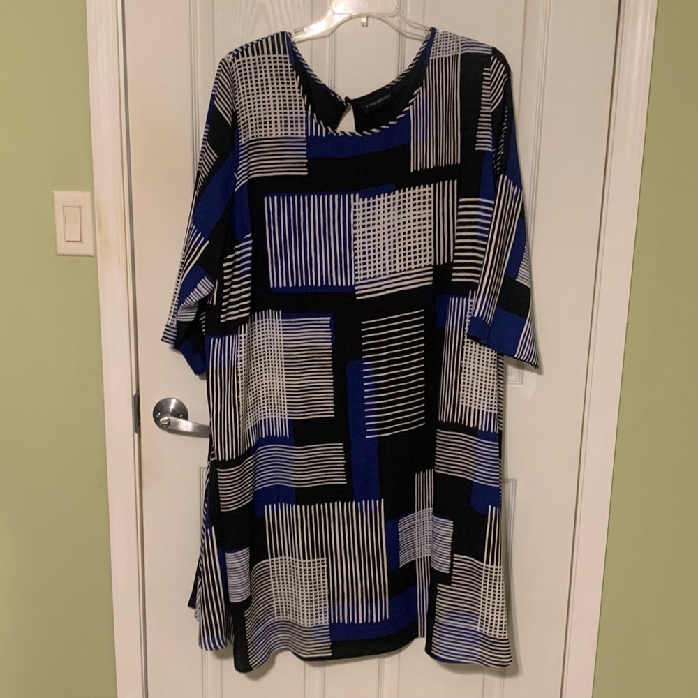Geometric Black and Blue Dress